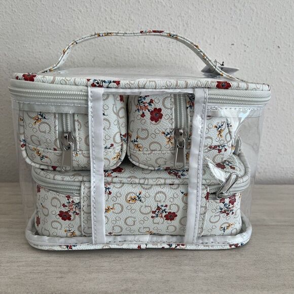 Guess C8606494 White Multi 4-Piece Cosmetic Merrick Travel Bag - Picture 2 of 7